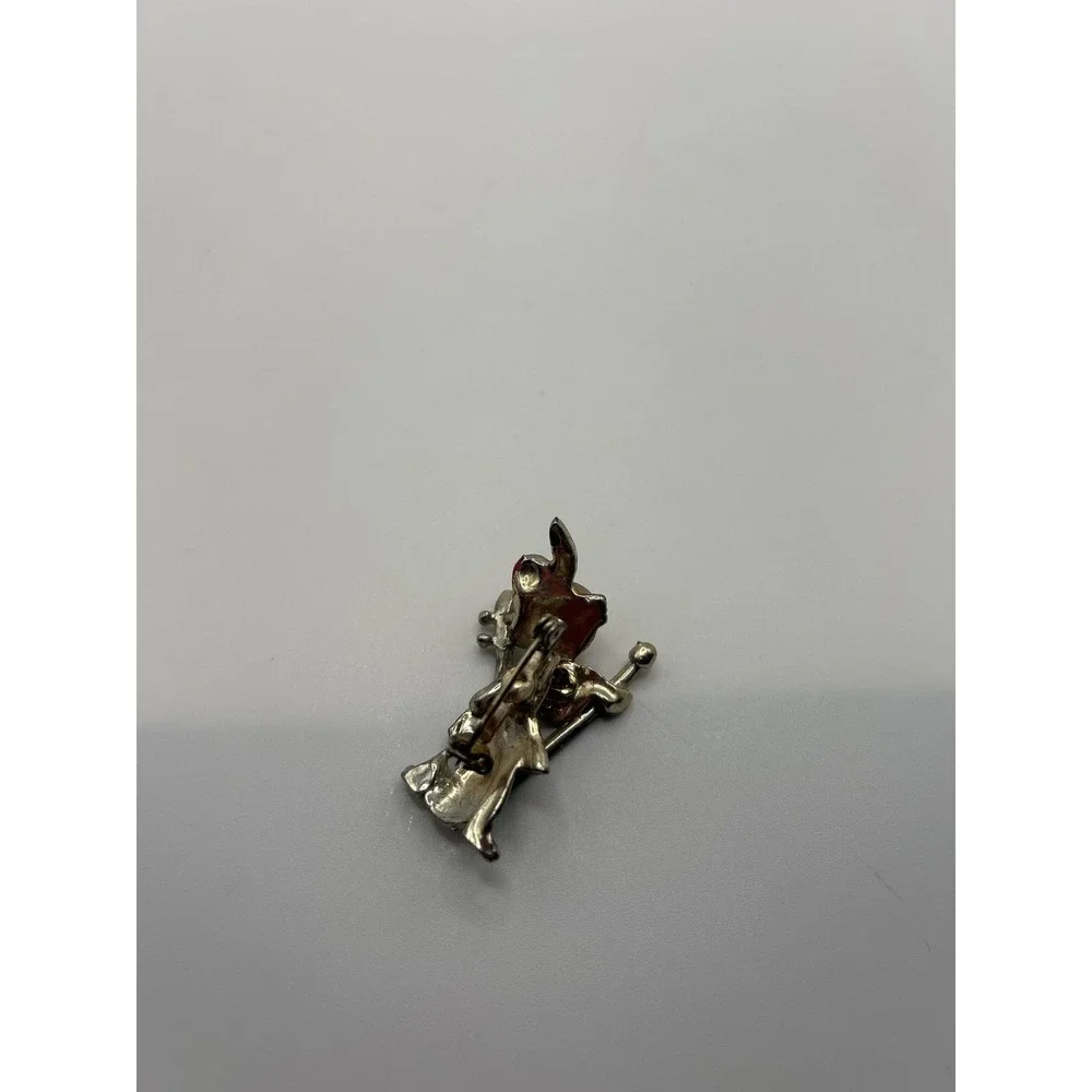 Vintage Enamel‎ Figural Musician Cello Brooch Pin Red Green Gold Tone Jewelry